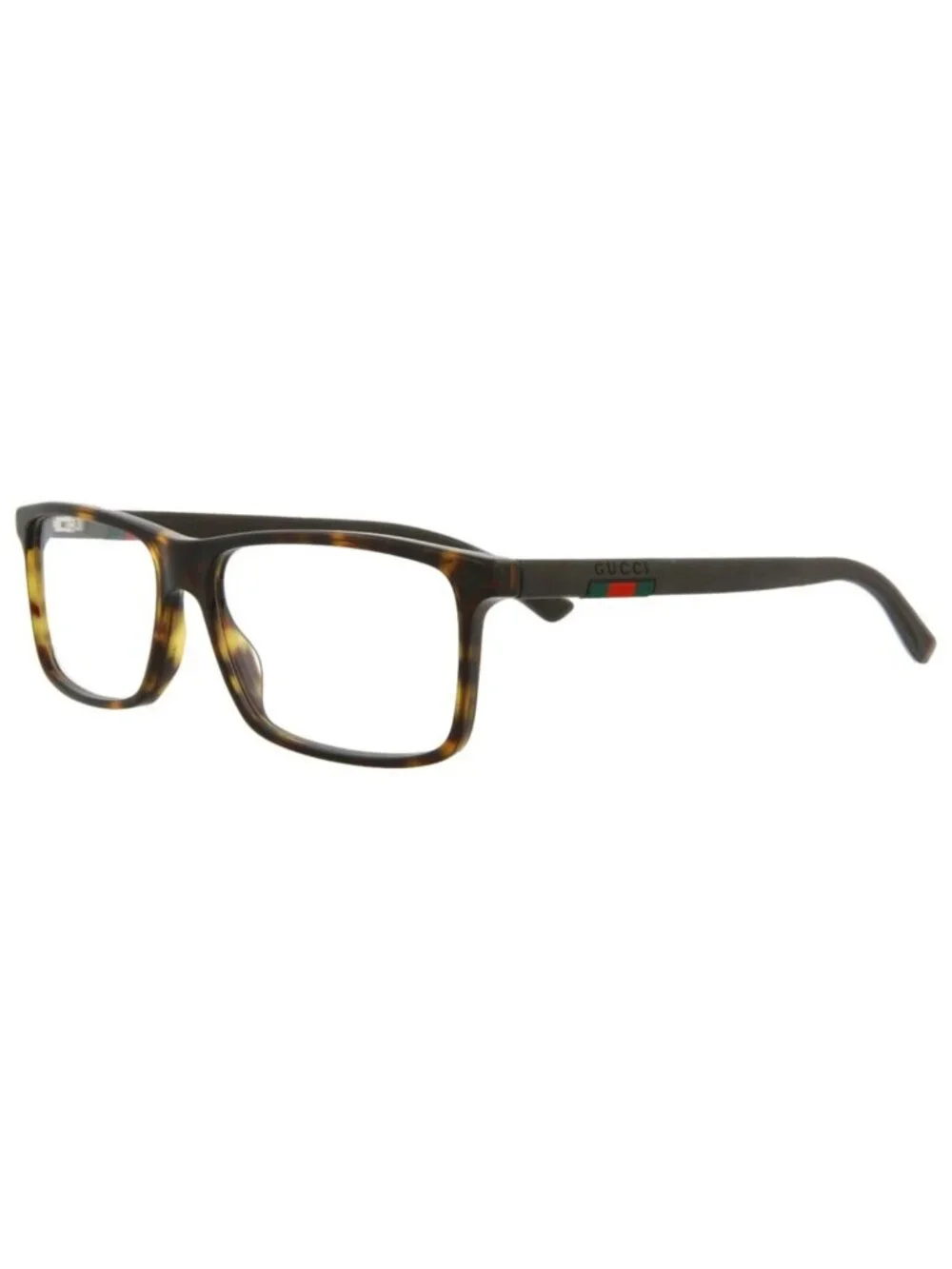 New Gucci Women's Eyeglasses Square Rectangle Acetate Frame Mens Havana Brown